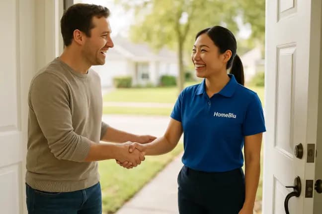 Satisfied client after HomeBlu cleaning