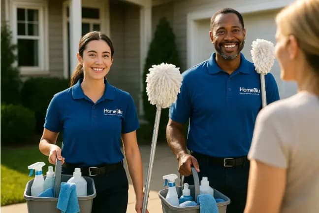 HomeBlu team arriving for a scheduled cleaning